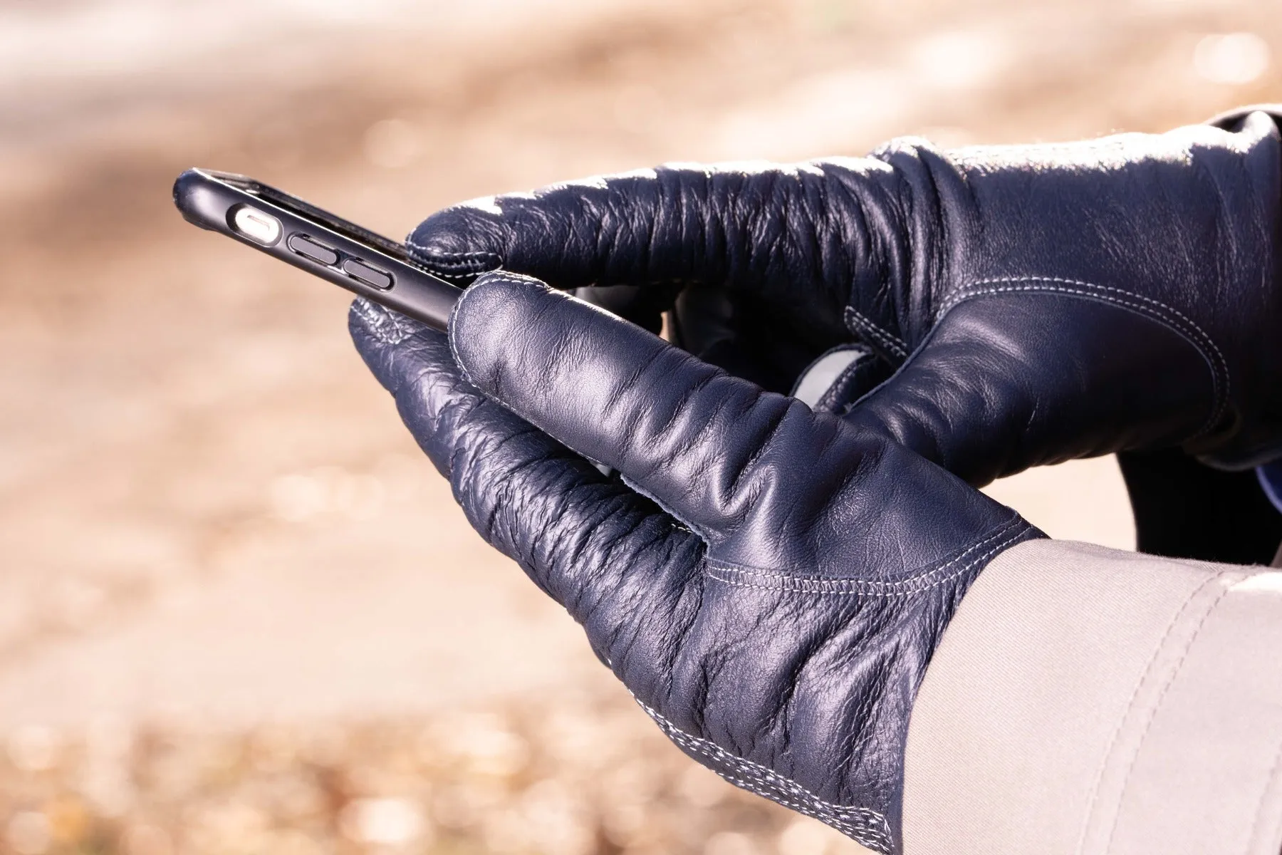 Midnight Blue Touchscreen Lamb Nappa Gloves