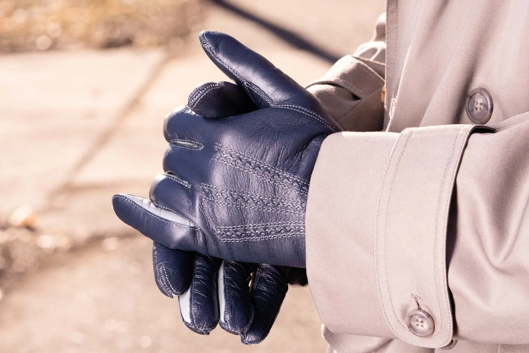 Midnight Blue Touchscreen Lamb Nappa Gloves