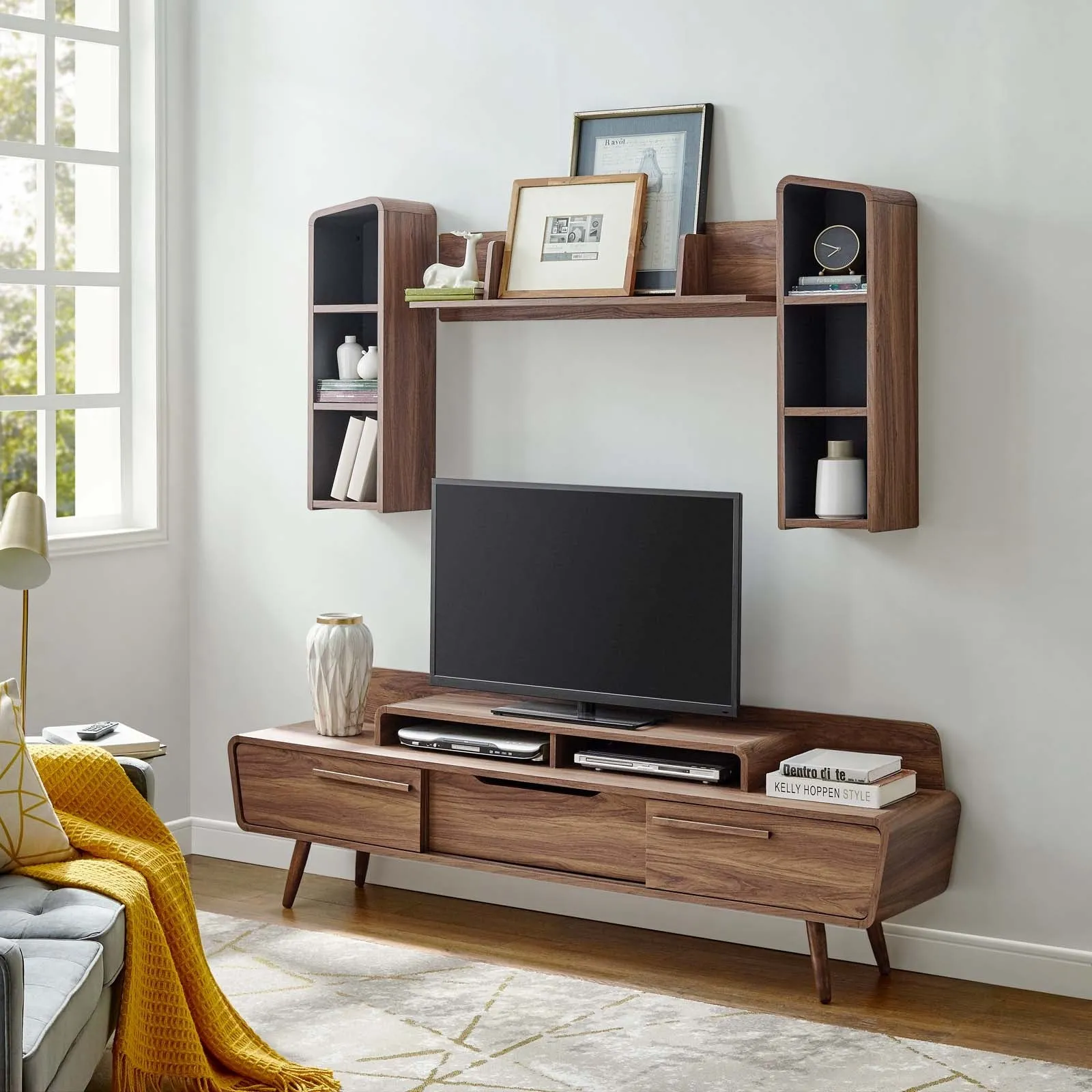 Omnistand Entertainment Center in Walnut Gray