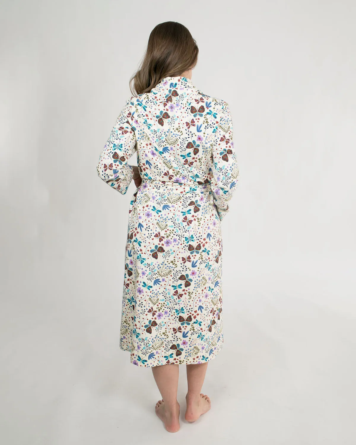 Organic Cotton Women’s Lounge Robe in Botanical Floral