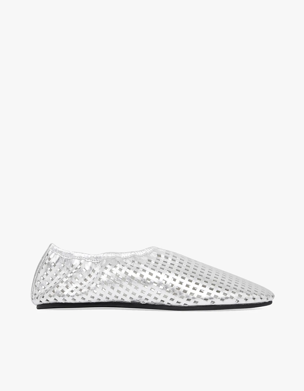 Perforated Ballet Flat - Silver