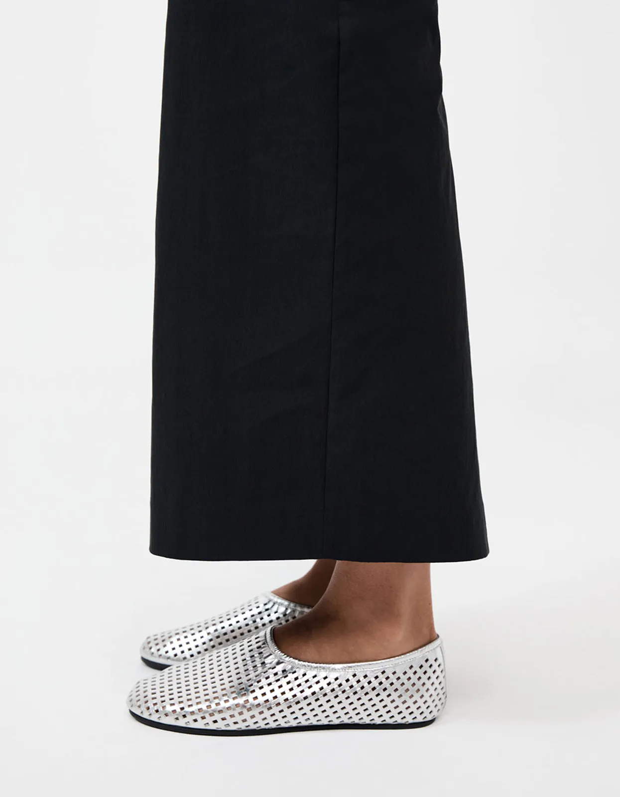 Perforated Ballet Flat - Silver