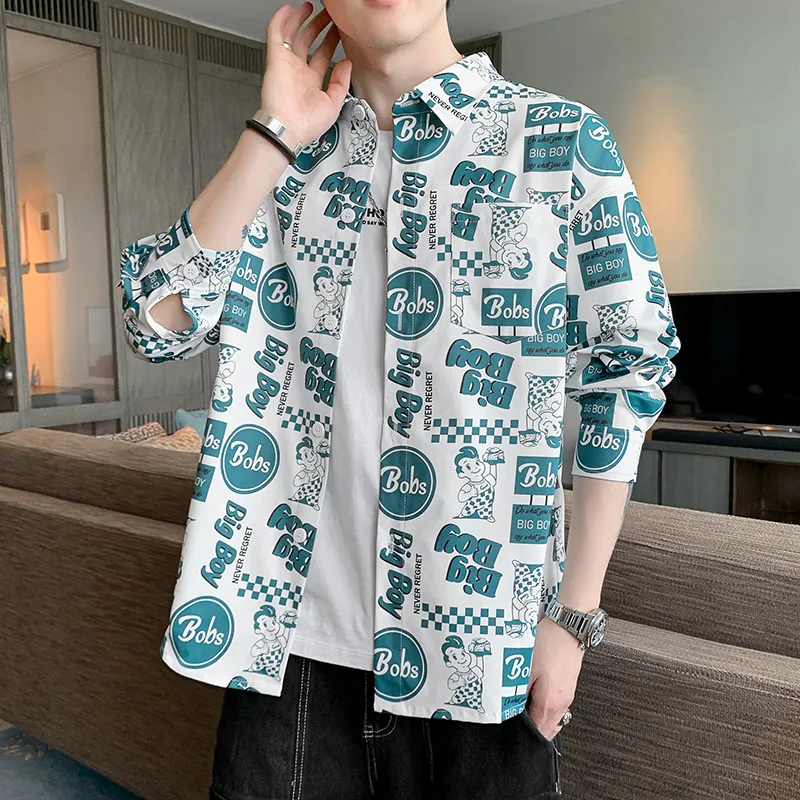 Print Trendy Vacation Style Casual Long Sleeve Shirt