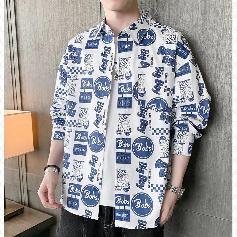 Print Trendy Vacation Style Casual Long Sleeve Shirt