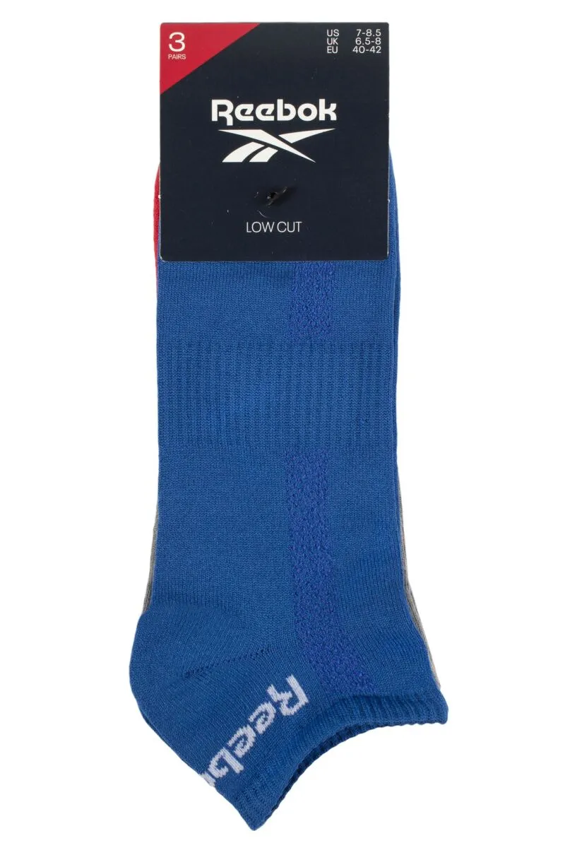 Reebok 3 Pack Unisex Essential Recycled Trainer Socks - Red / Blue