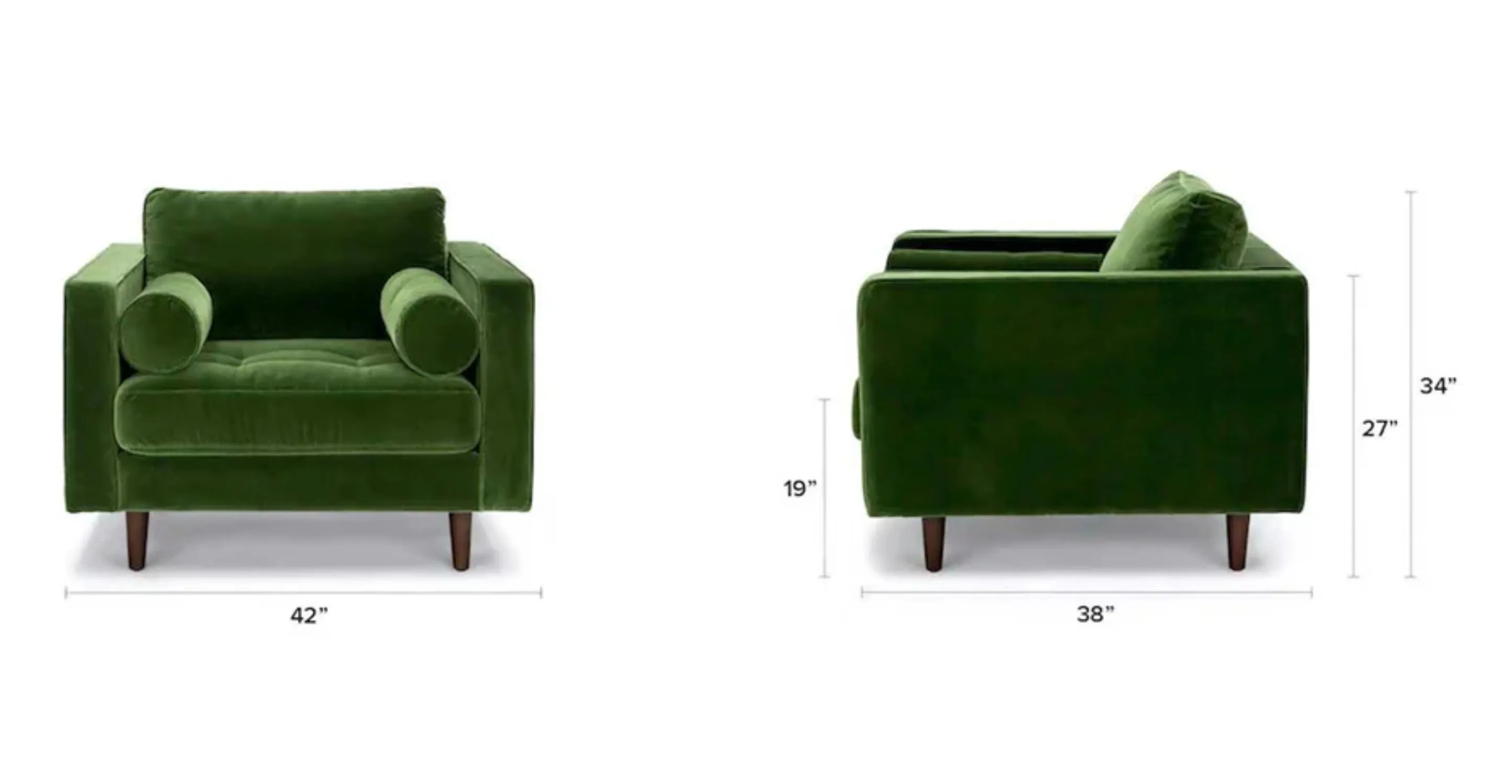 Roma Fabric Chair in Green Velvet 42”