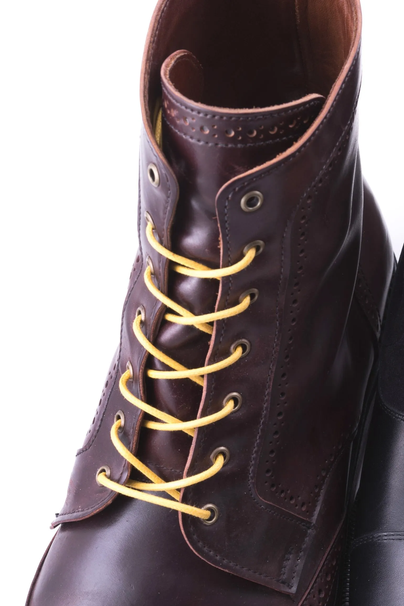 Round Yellow Waxed Cotton Bootlaces