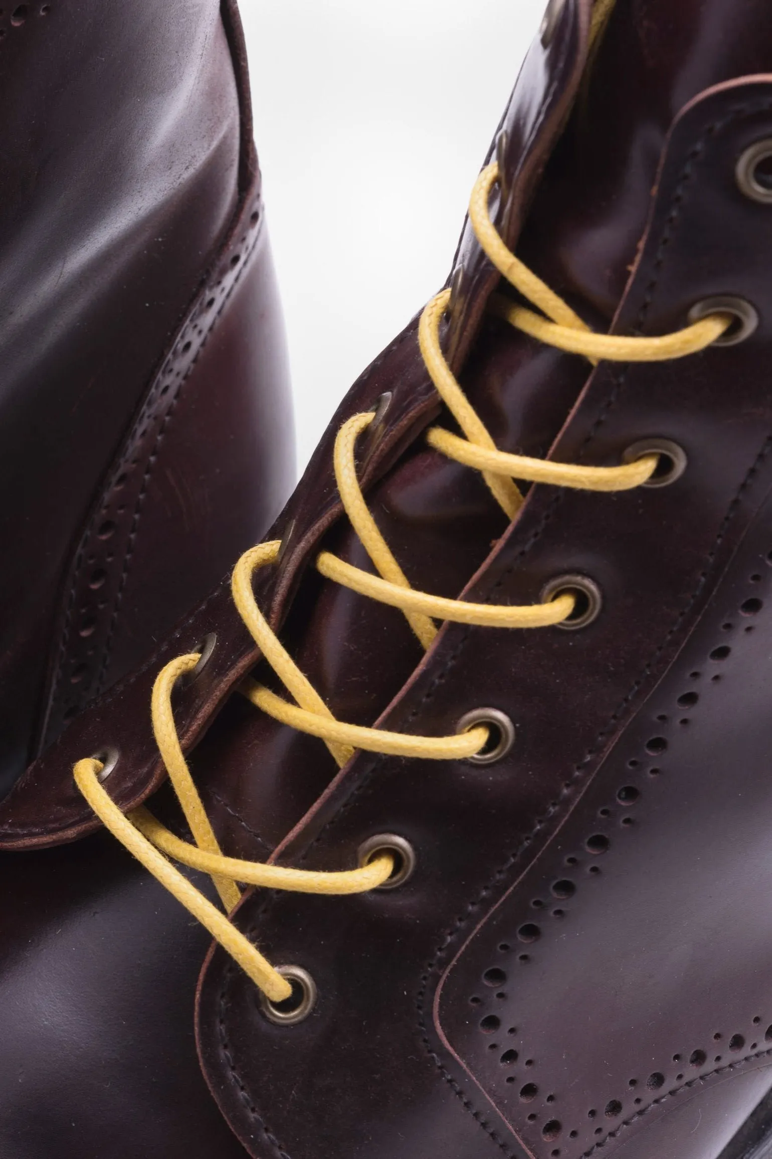 Round Yellow Waxed Cotton Bootlaces