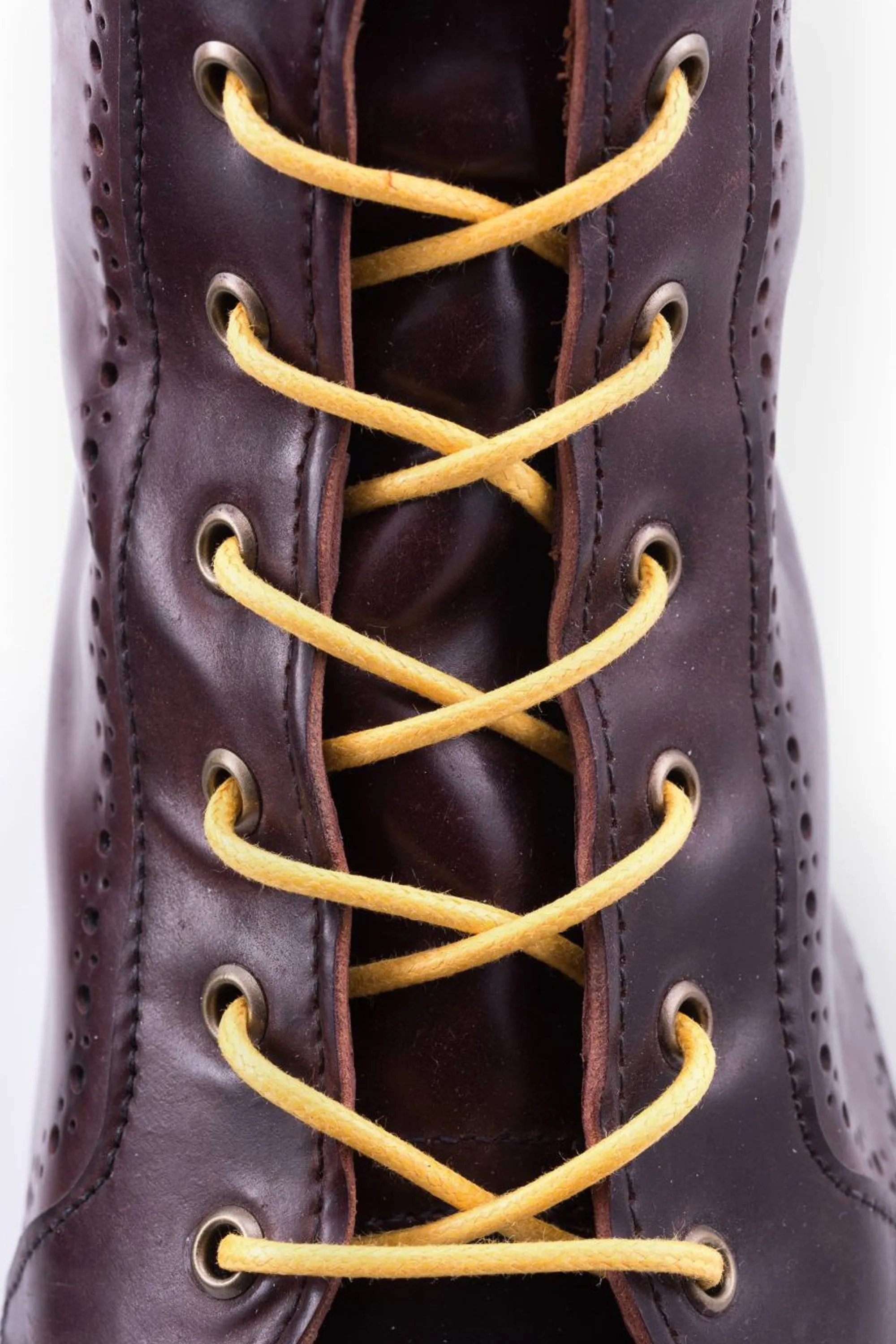 Round Yellow Waxed Cotton Bootlaces