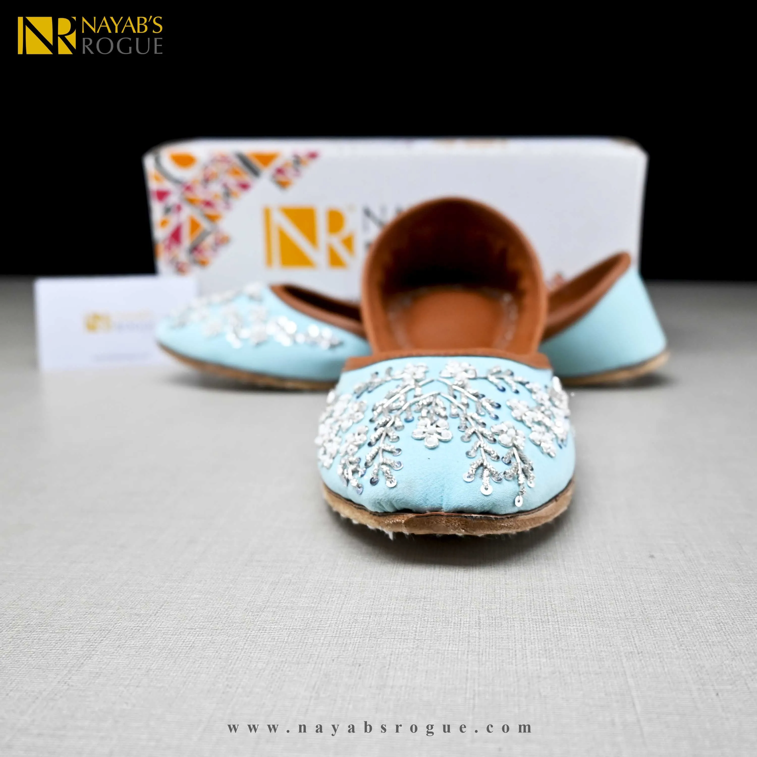 Sky Blue Luxury Leather Khussa