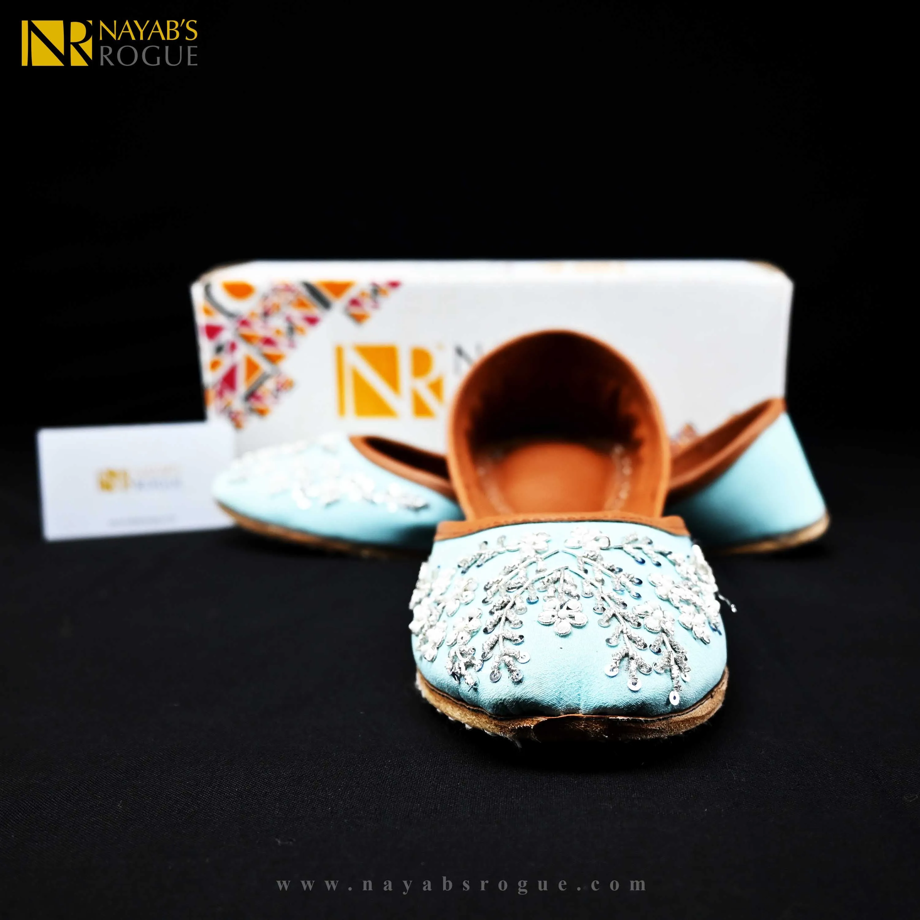 Sky Blue Luxury Leather Khussa