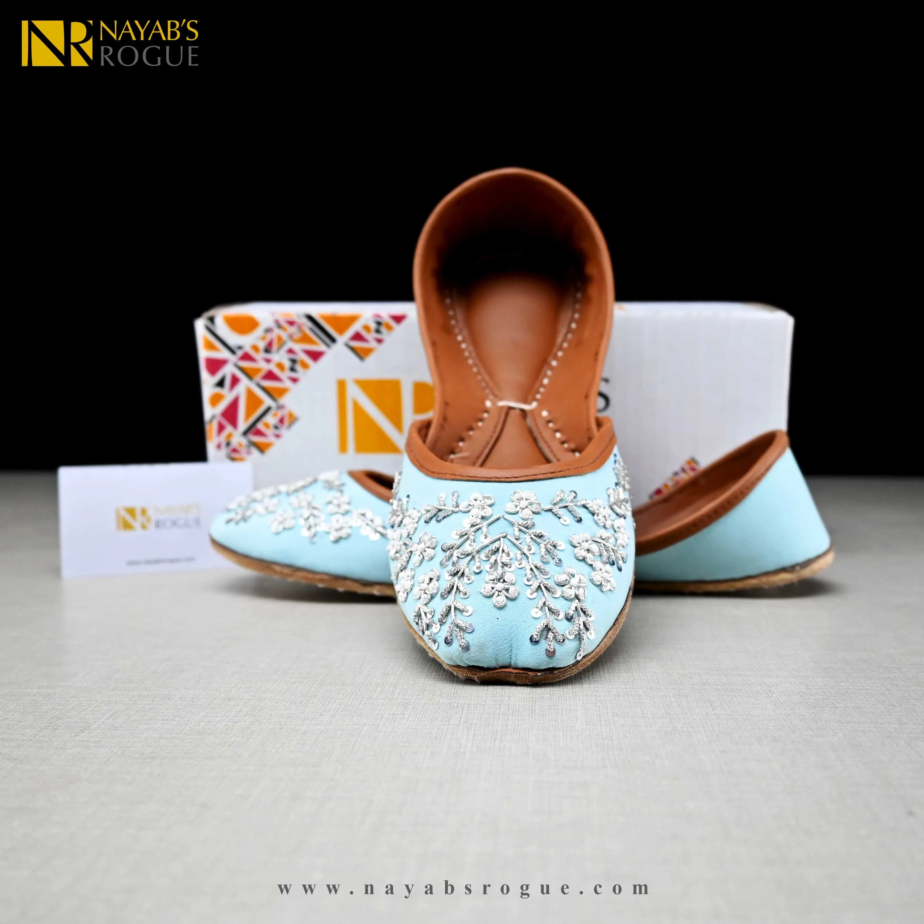 Sky Blue Luxury Leather Khussa