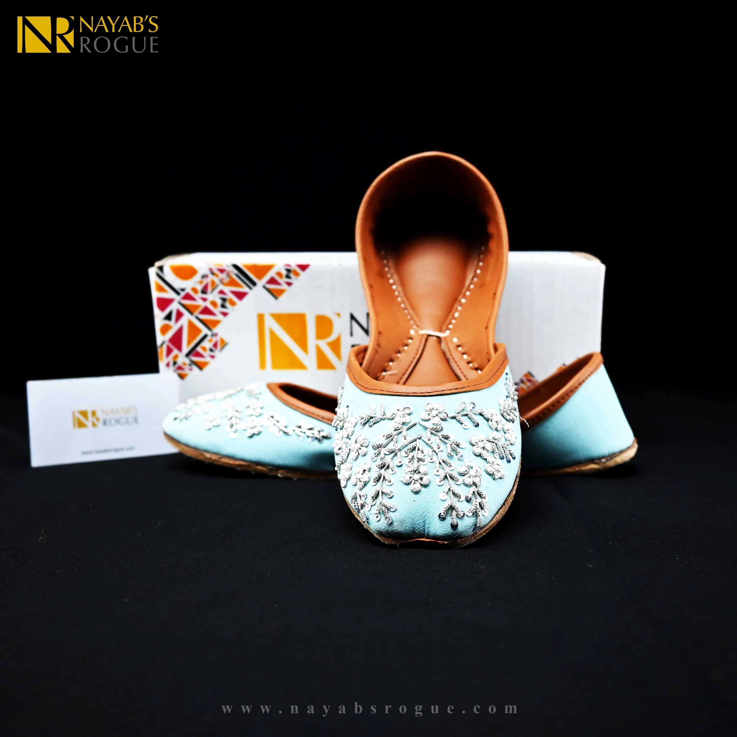 Sky Blue Luxury Leather Khussa