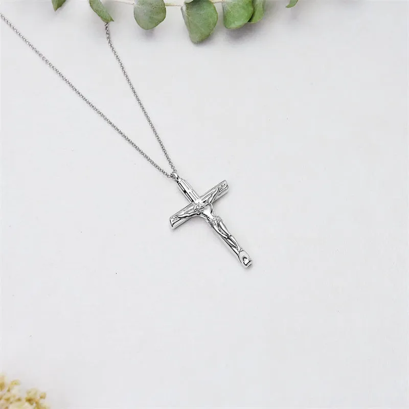 Sterling Silver Jesus Christ Crucifix Cross Urn Necklaces for Ashes