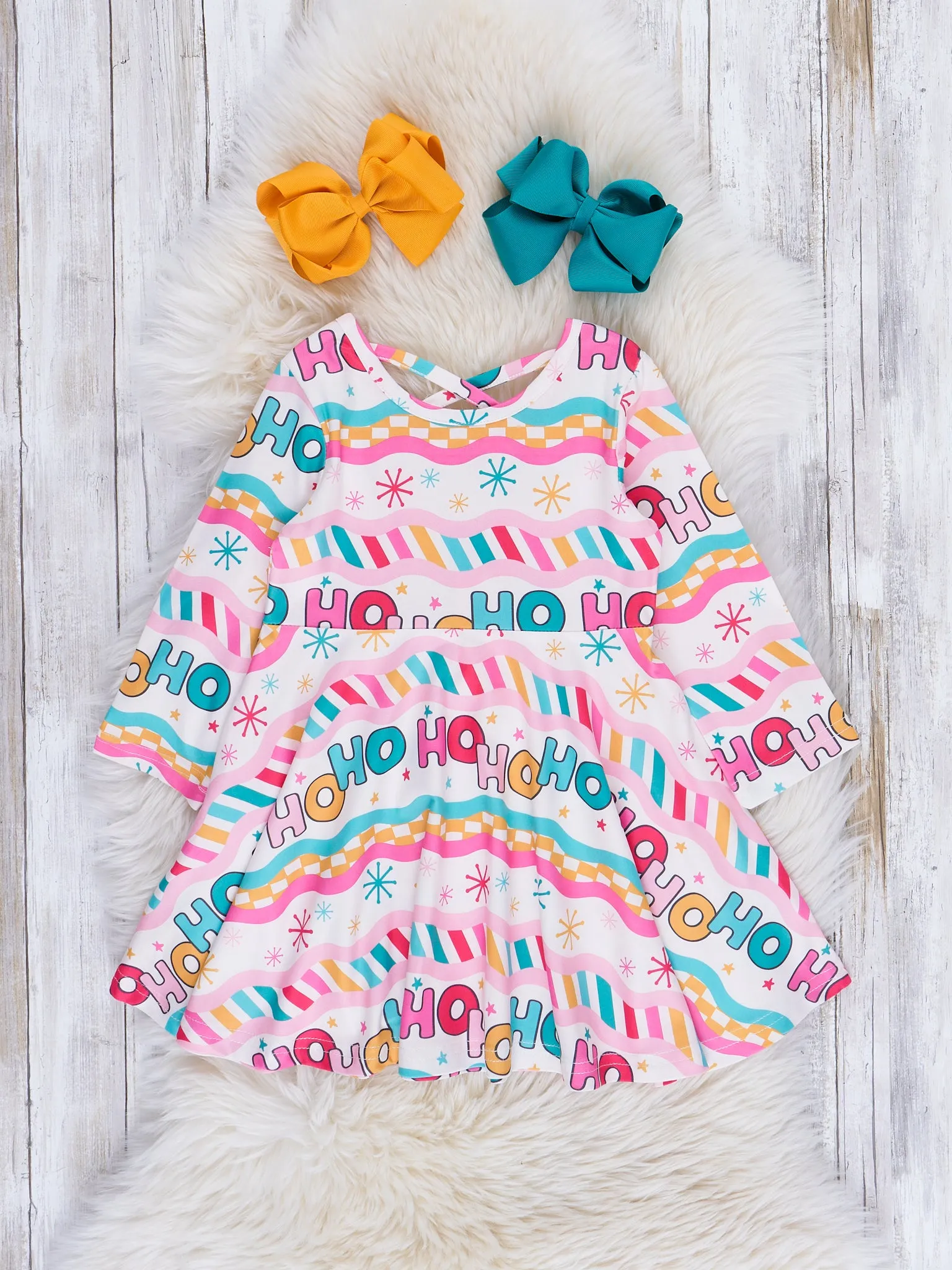 Teal & Pink HO HO HO Swing Dress