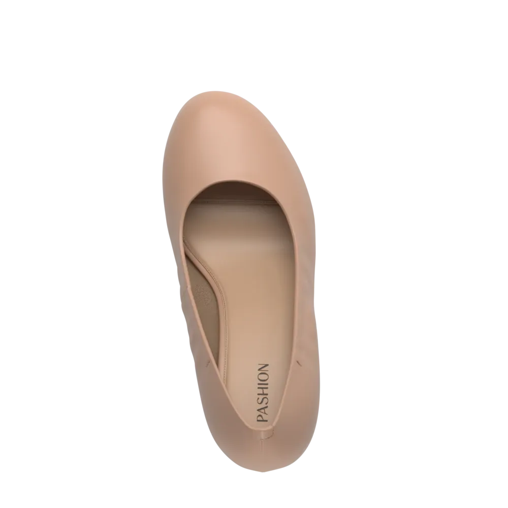 The Ballet Pump - Latte Stretch Leather 3 Stiletto