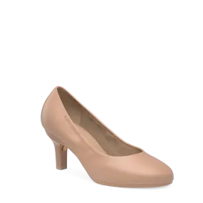 The Ballet Pump - Latte Stretch Leather 3 Stiletto