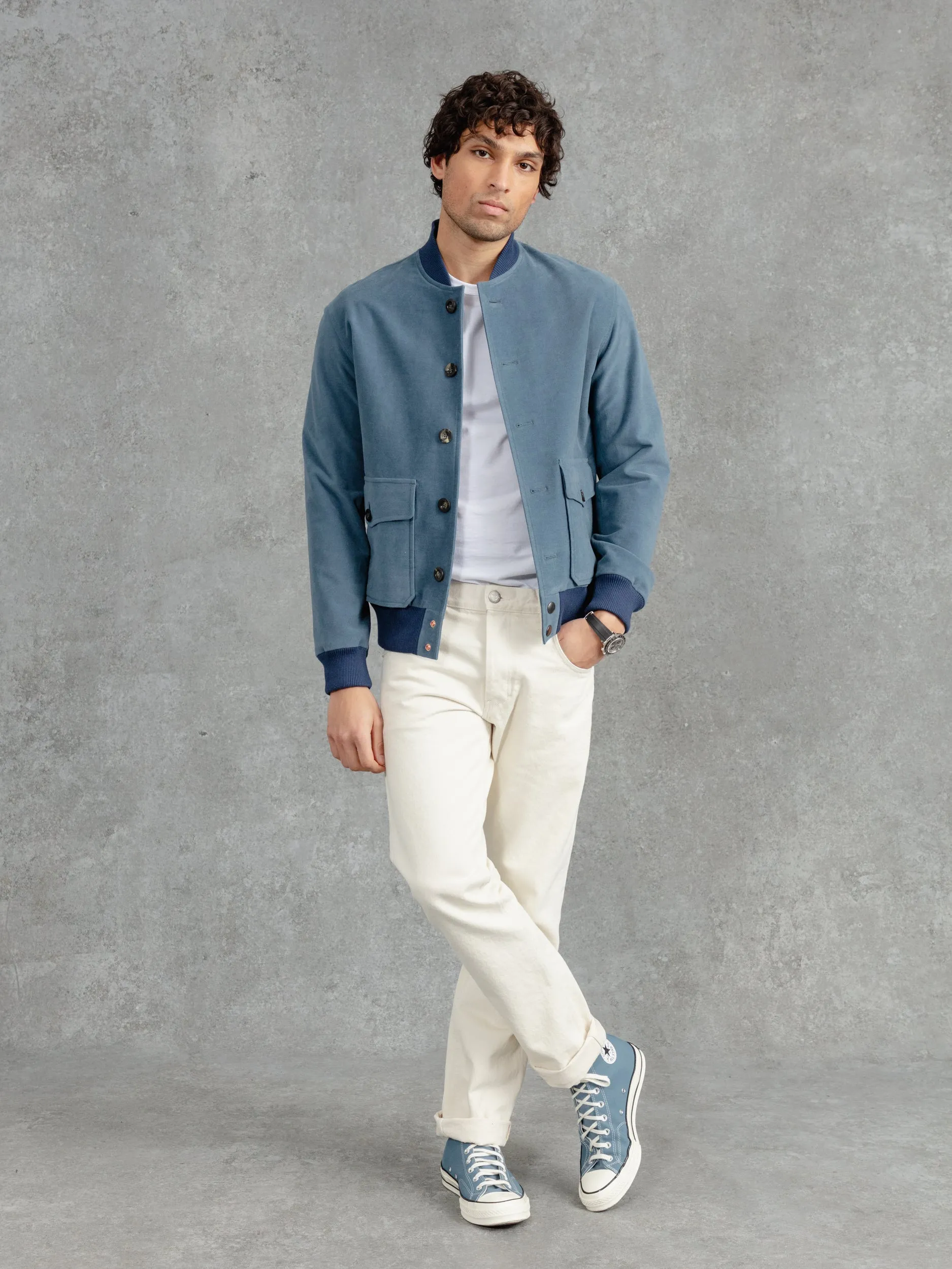 The Moleskin Bomber - Blue