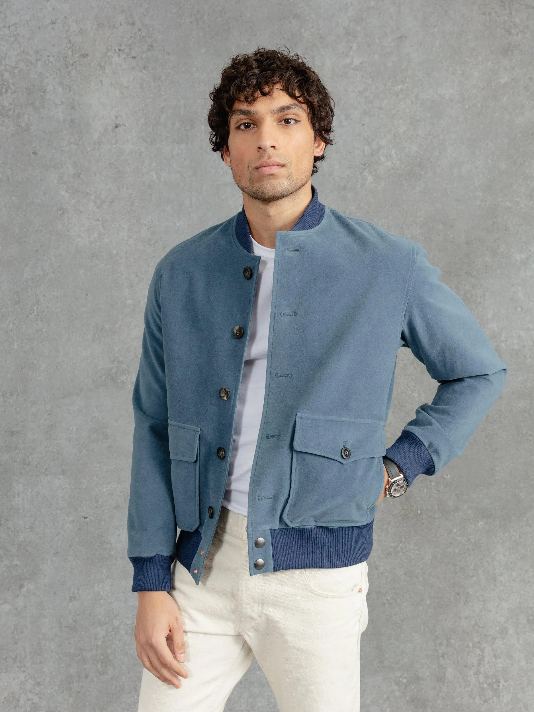 The Moleskin Bomber - Blue