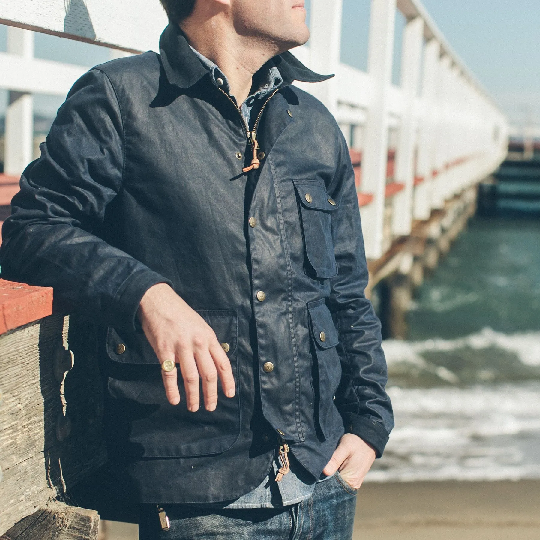 The Rover Jacket in Navy Waxed Cotton