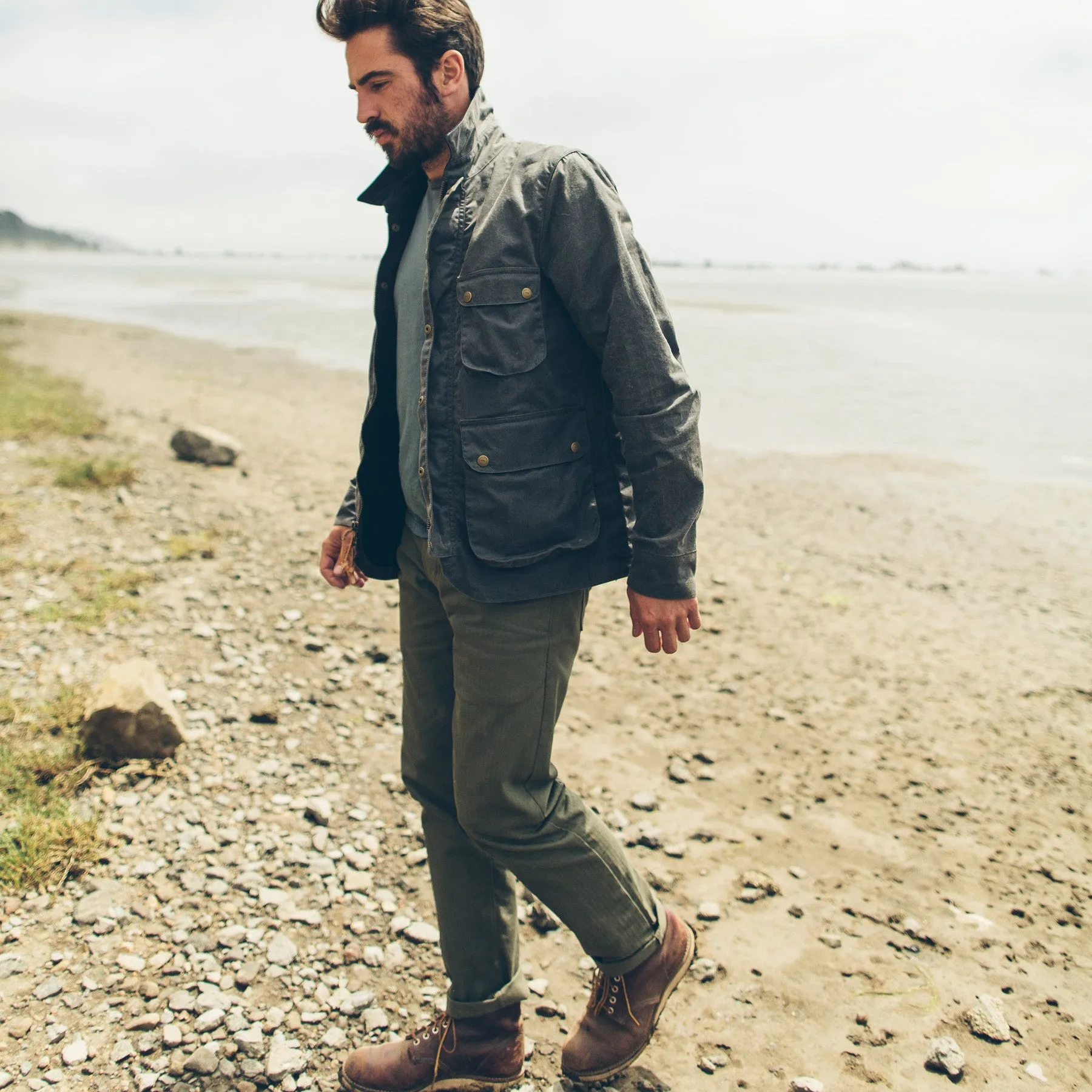 The Rover Jacket in Slate Waxed Canvas