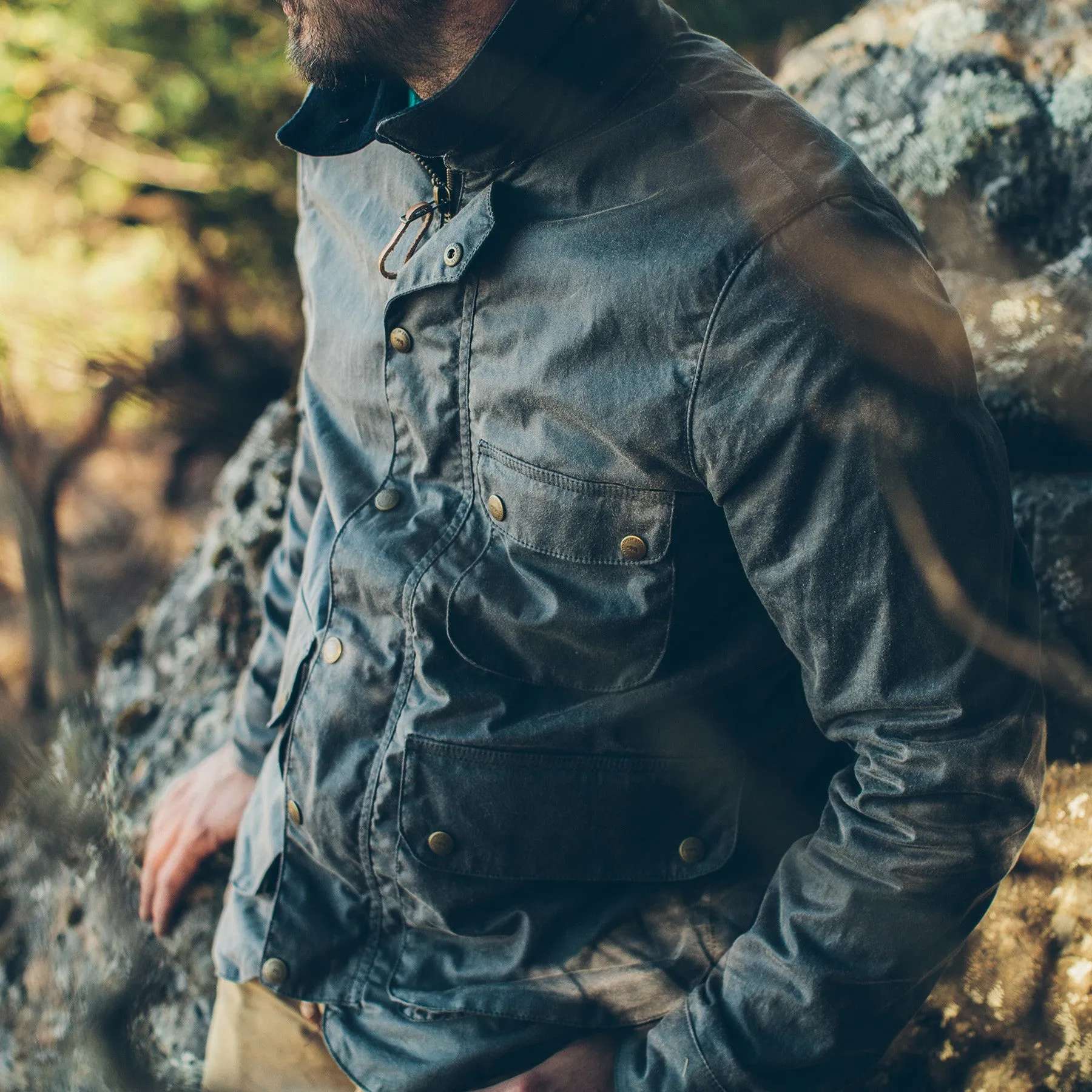 The Rover Jacket in Slate Waxed Canvas