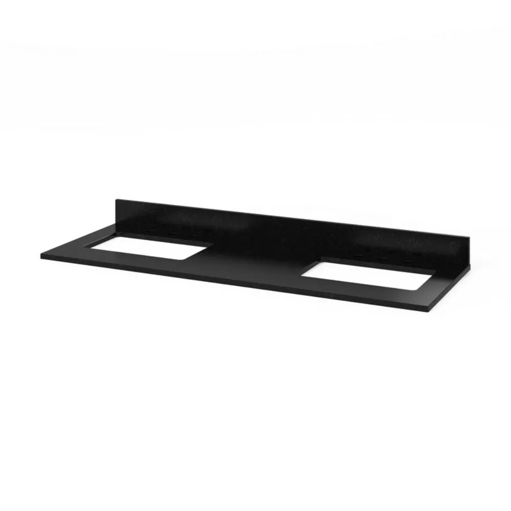 Wavecrest Contemporary Grey 60 Double Rectangle Sink Vanity, Black Granite Top | VKITWAV60GRBGR