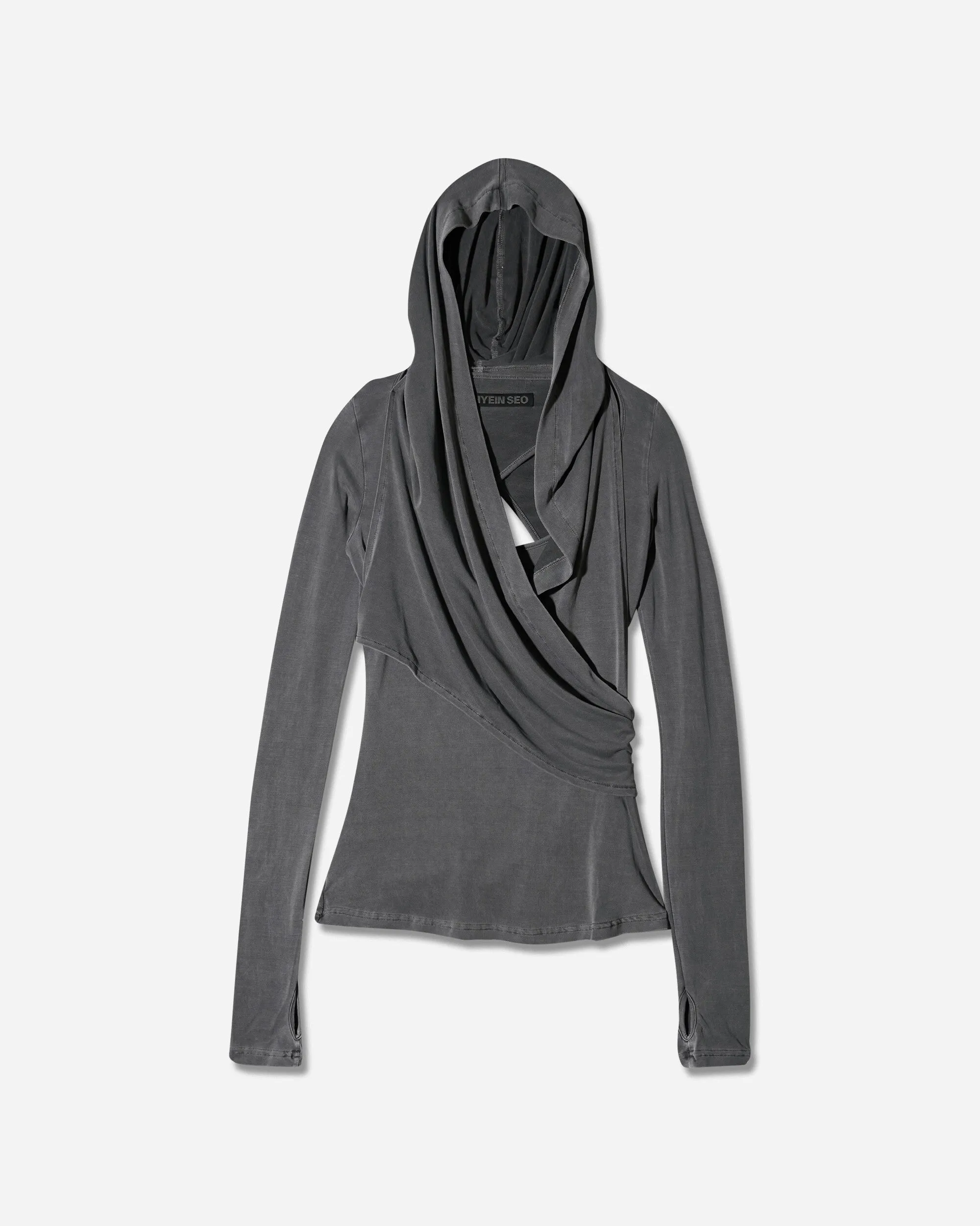 Women's Hooded Jersey Top Charcoal