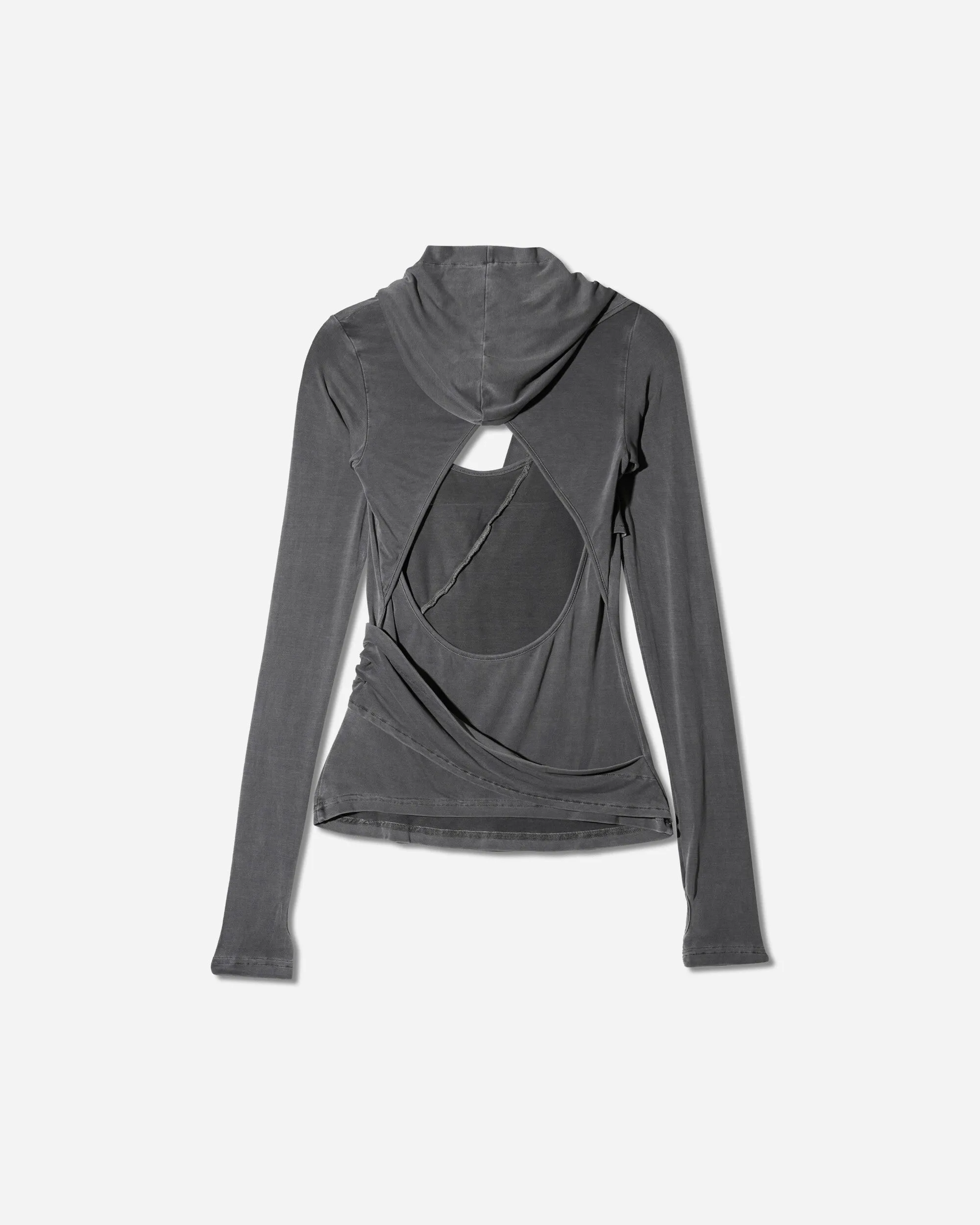 Women's Hooded Jersey Top Charcoal