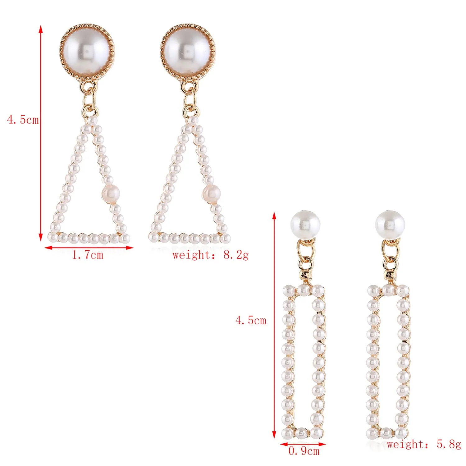 Yellow Chimes Combo of 2 Pairs Gold Plated Geometric Shape Pearl Design Drop Earrings and Hair Clip Set for Women and Girls, Medium (YCFJER-18GEOMPRL-C-GL)